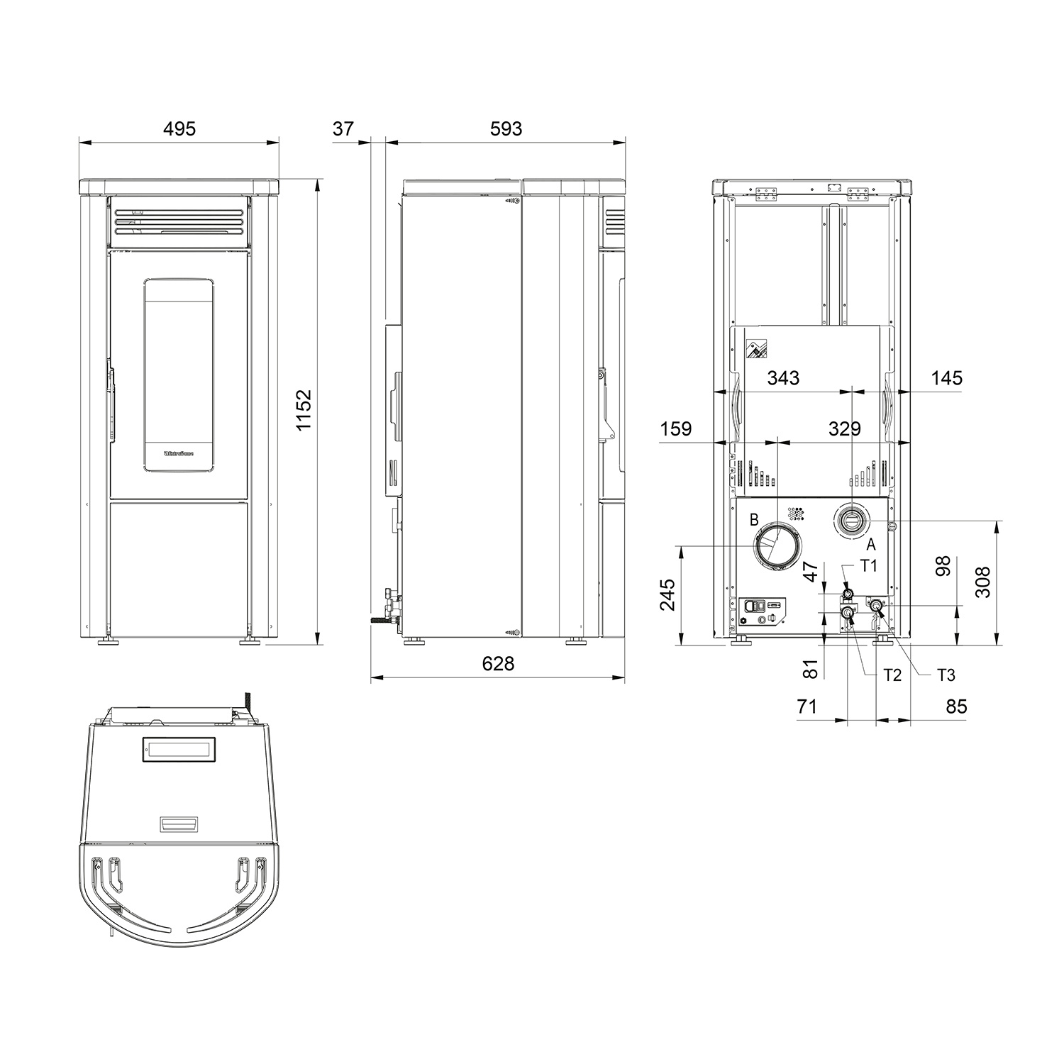 poêle à granulés bouilleur blanc