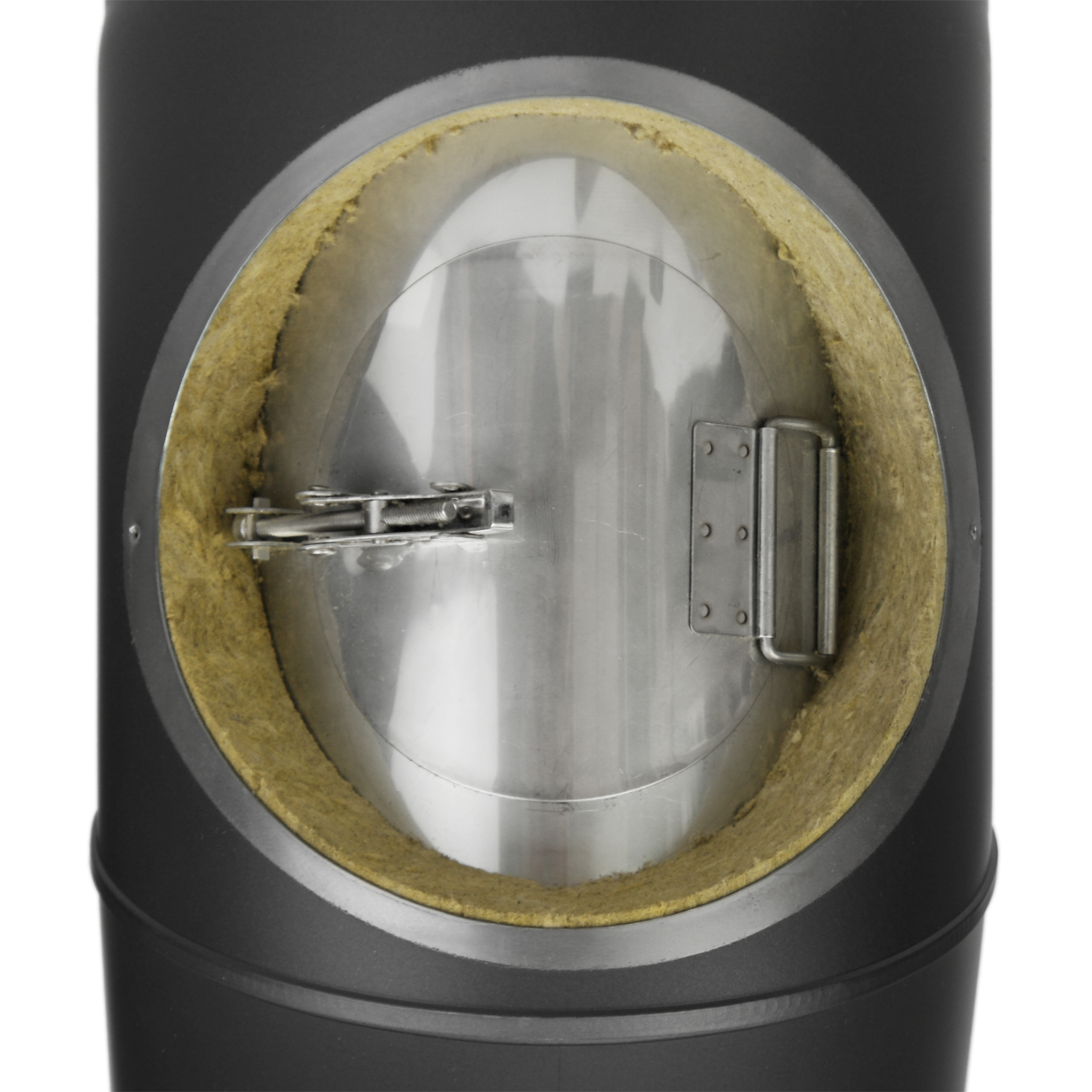 Coude de conduit de fumée Raik / Tuyau de poêle Coltherm double paroi avec isolation, diamètre 150 mm, 45°, noir, avec ouverture de nettoyage. Coude de conduit de fumée Raik / Tuyau de poêle Coltherm double paroi avec isolation, diamètre 150 mm, 45°, noir, avec ouverture de nettoyage.