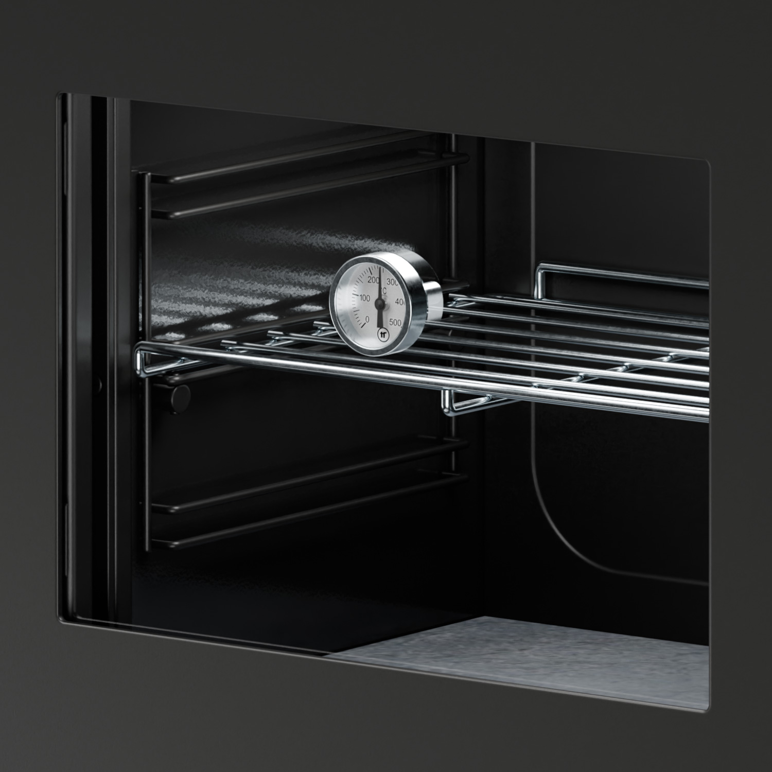 Thermorossi poêle à bois Zen O Evo6 avec compartiment four et compartiment range-bûches noir mat