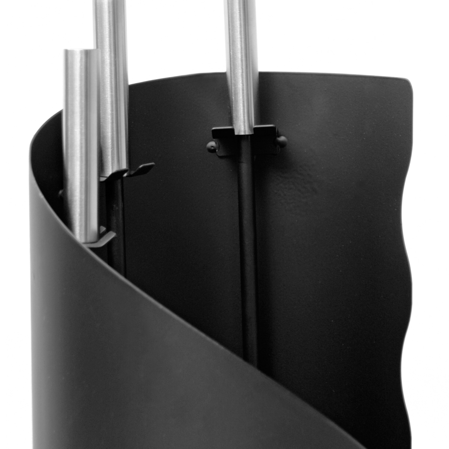 Raik Ensemble d'outils de cheminée Fritz, 3 pièces, noir, poignées en acier inoxydable, 61 cm