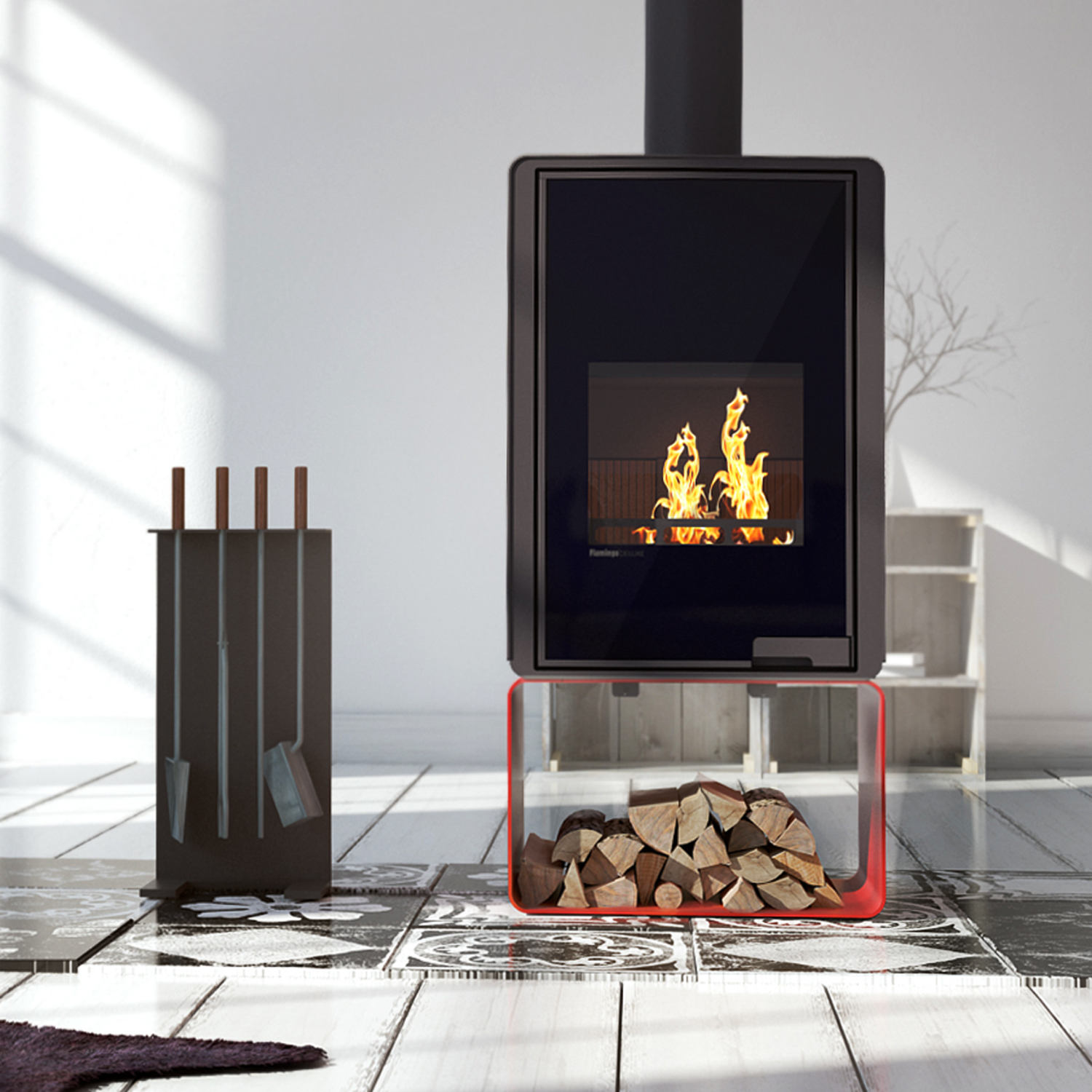 HS Flamingo Deluxe Pentai Poêle à bois Rouge