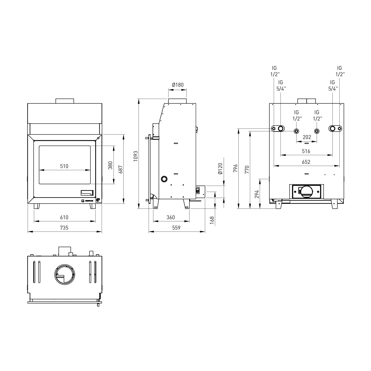 Aquaflam 25 Flat Automatic Insert de cheminée à eau