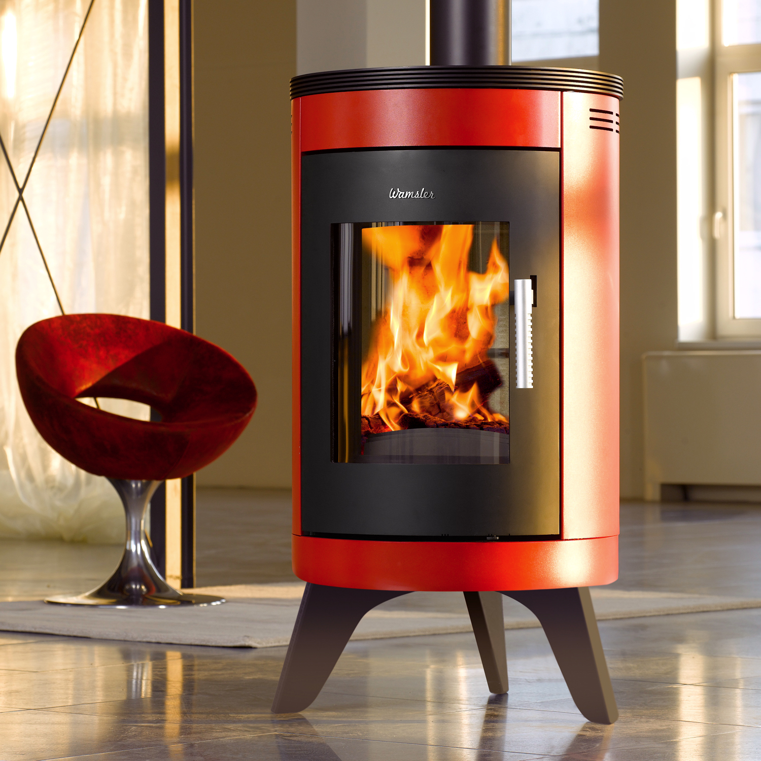 Poêle à bois Wamsler City en acier rouge