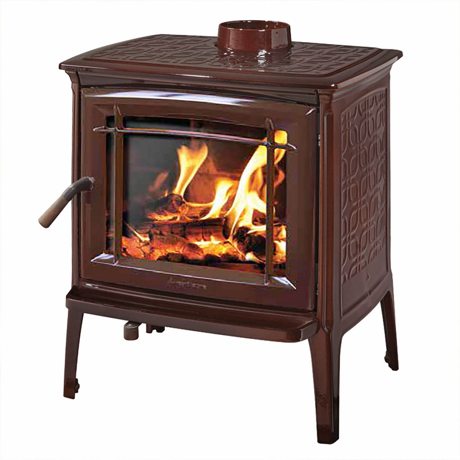 Poêle à bois Hergom Shelburne en fonte Majolica marron