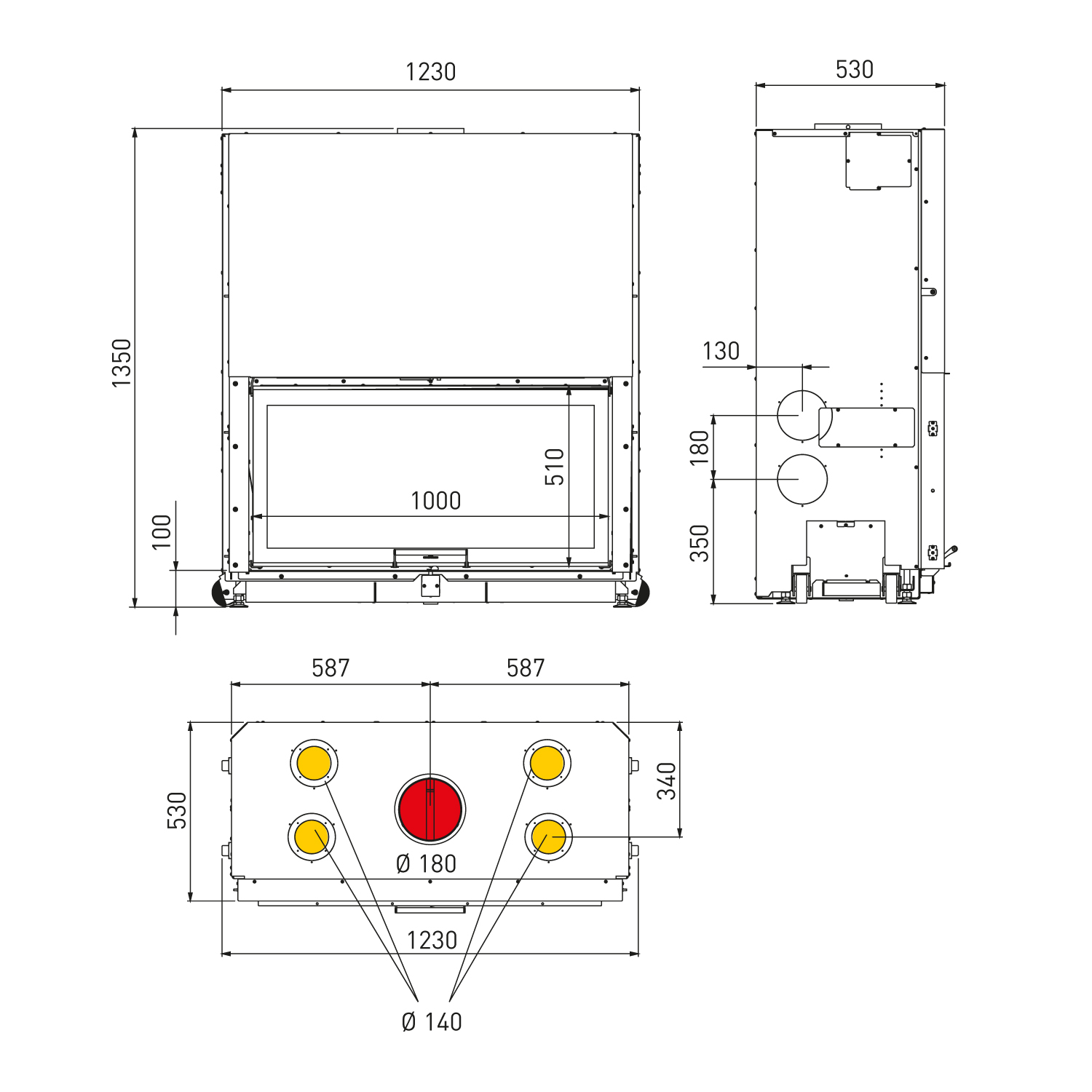 Edilkamin Windo 100 Insert de cheminée Foyer Blanc