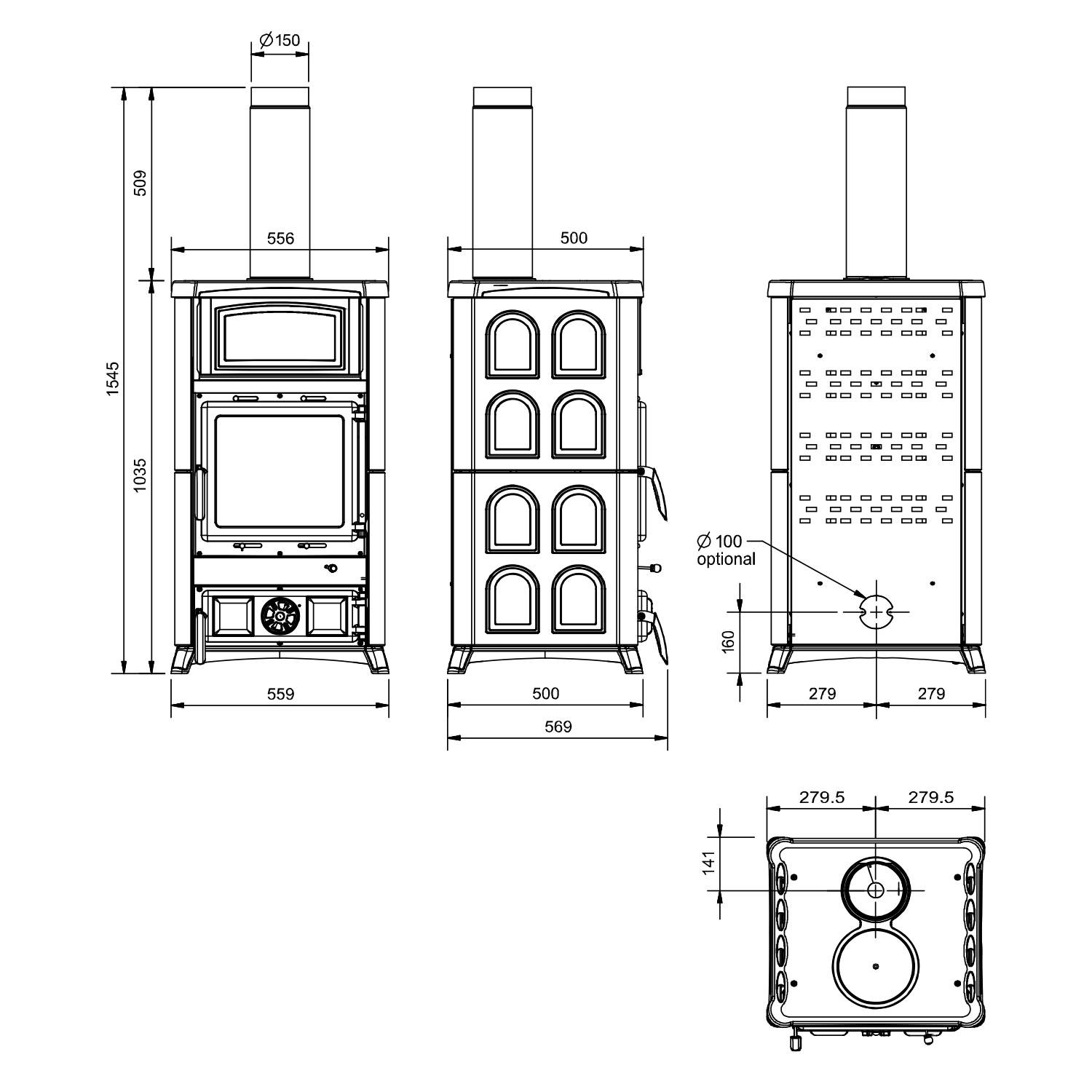 La Nordica Concita 16 poêle à bois majolique bordeaux