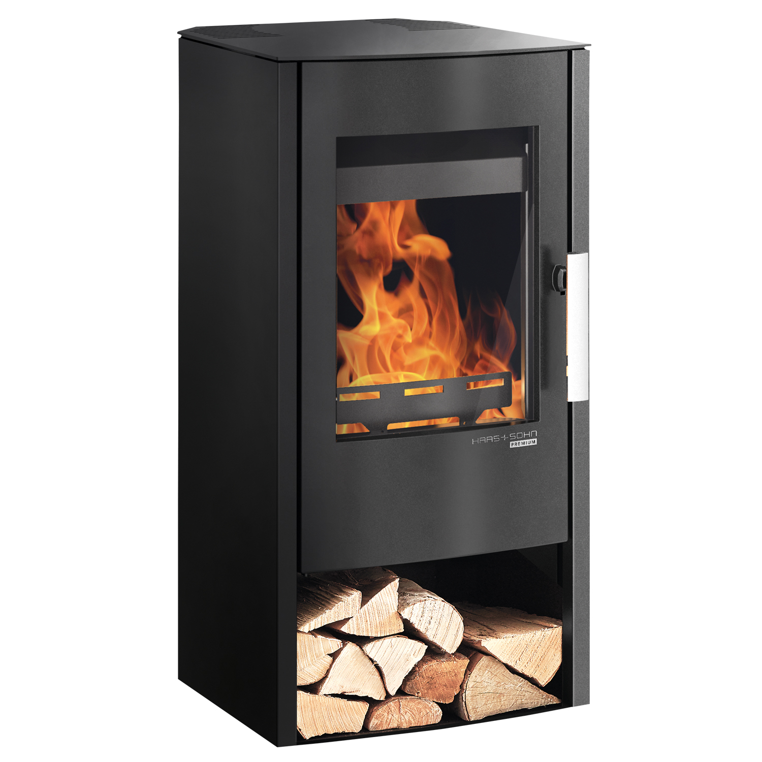 Haas+Sohn Rosenheim easy Poêle à bois Noir perlé / Acier