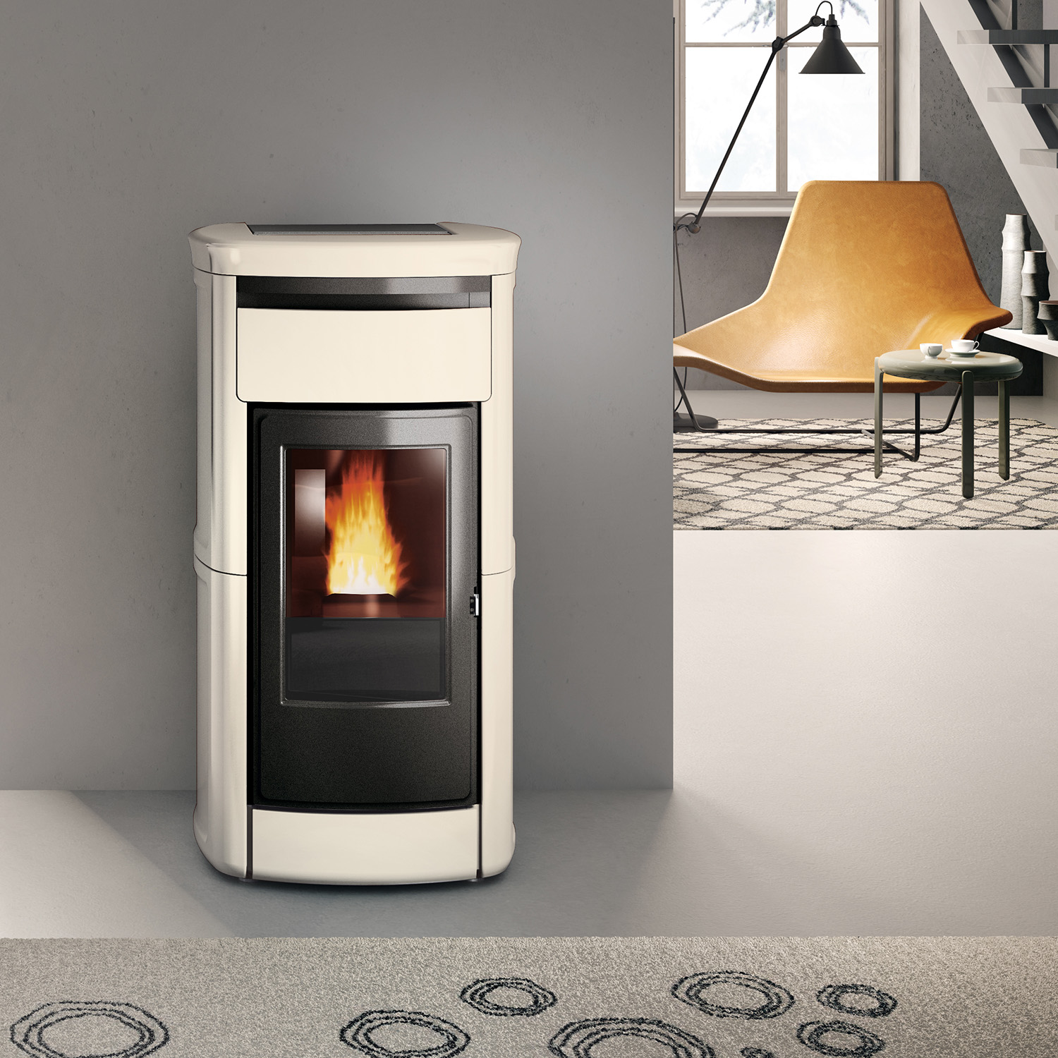 Edilkamin Kira2 H 22 Up poêle à granulés bouilleur céramique parchemin