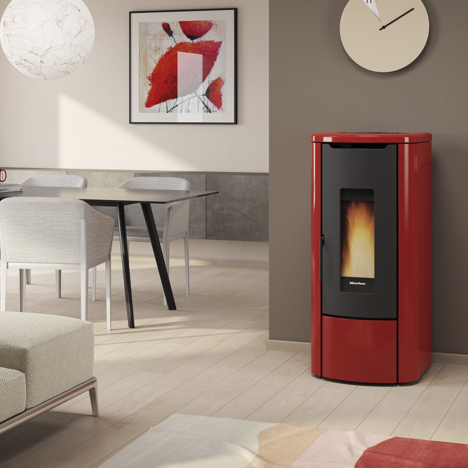 Extraflame ROSANNA IDRO 5.0 - Rouge bordeaux poêle à granulés bouilleur EVOLUTION LINE