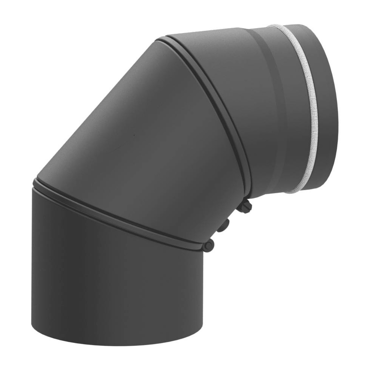 Raik coude LS diamètre 150/0-90° 2,00mm rétreint orientable 3-pièces avec porte intégrée noir