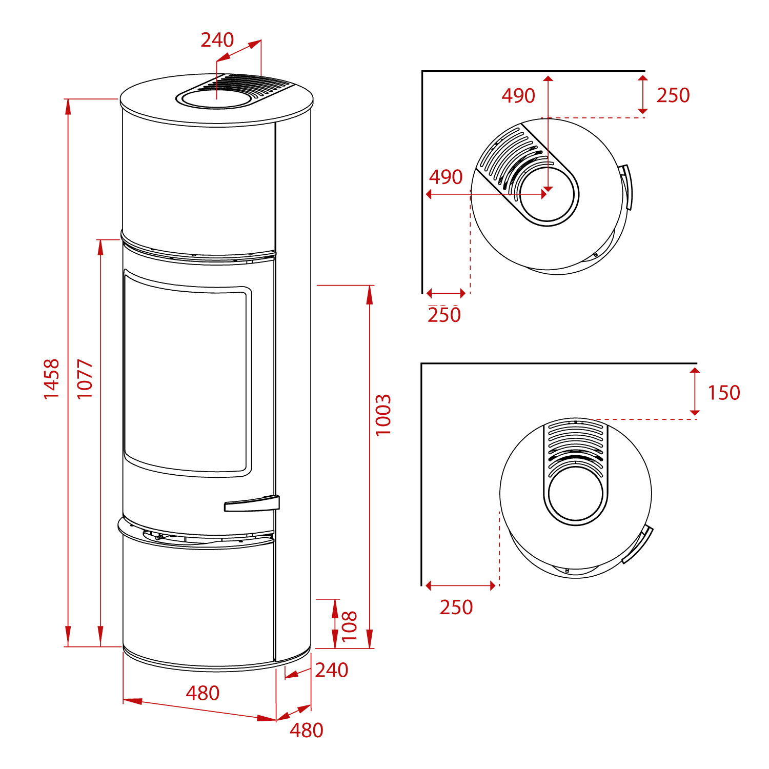 Lotus Prestige M poêle à bois noir/ pierre ollaire