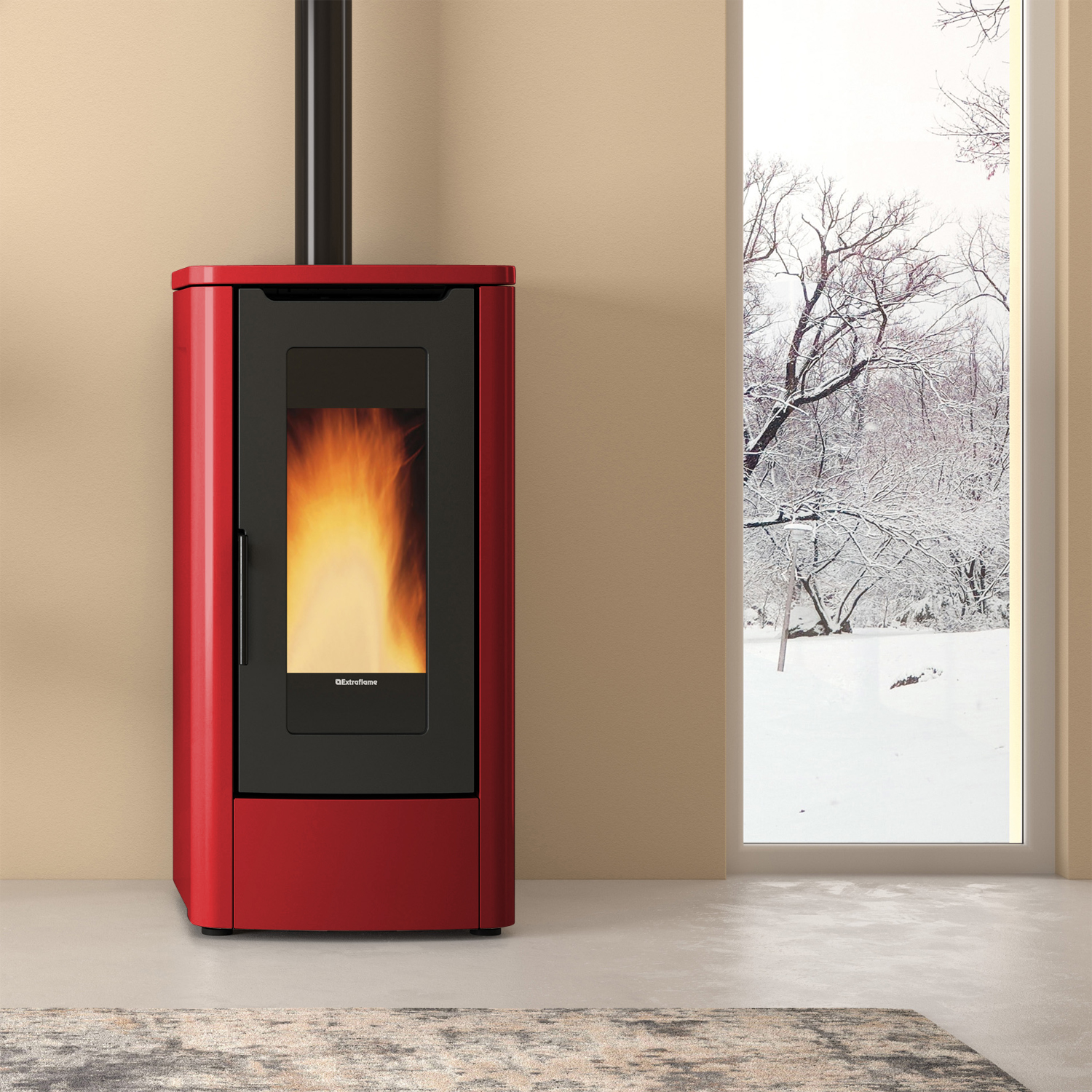 Extraflame Teorema poêle à granulés Bordeaux