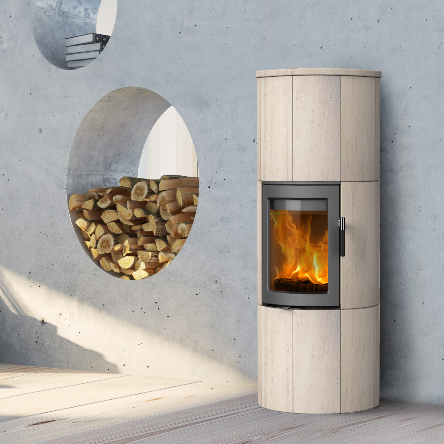 Poêle à bois Lotus Maestro 152 Gris/Calcaire, sortie de fumée arrière