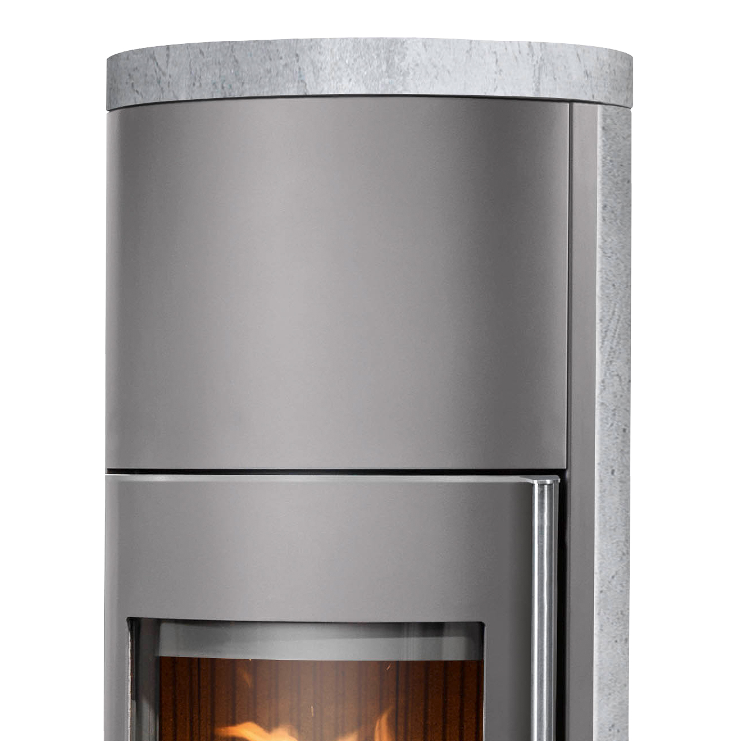 Justus Faro W+ 2.0 Poêle à bois en acier gris fonte avec revêtement en stéatite.