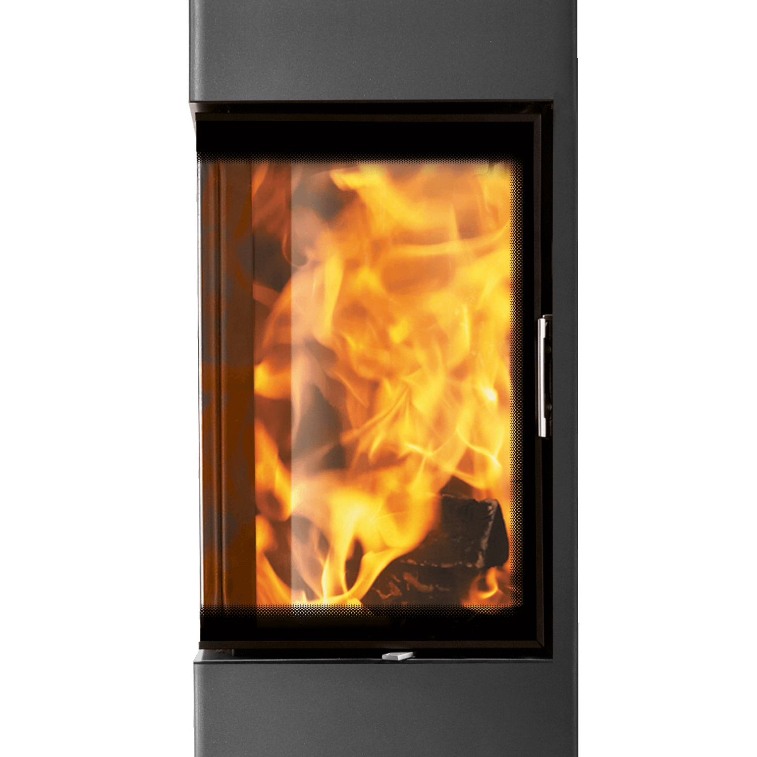 Austroflamm Slim 2.0 poêle à bois en acier gris fonte, ouverture de porte à gauche, raccordement supérieur ou arrière
