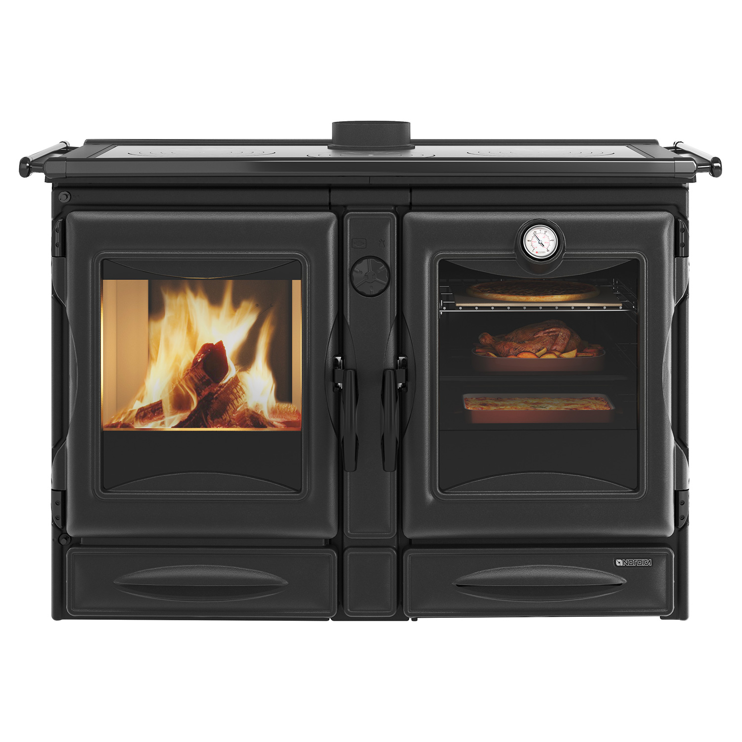 La cuisinière à bois La Nordica Prestige Line Alaska noire vitrée