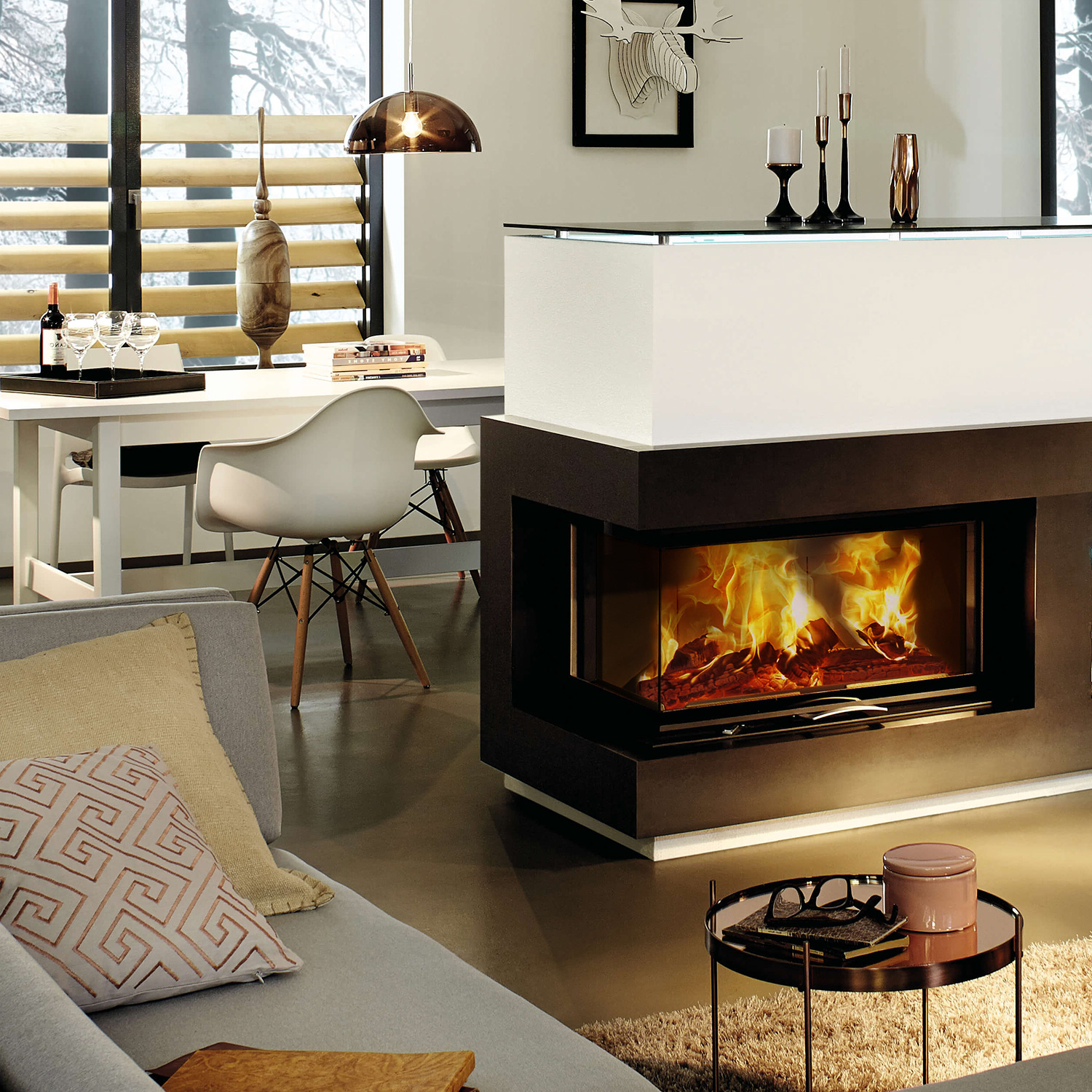 Austroflamm 89x49x45 S 2.0 Insert de cheminée angle gauche foyer noir