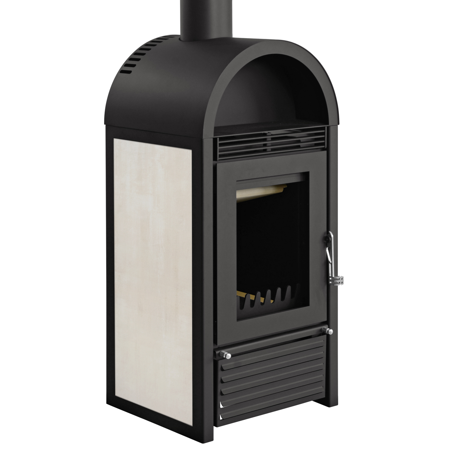 Schmitzker Marbella Céramique Beige Poêle à bois bouilleur - Ensemble complet avec ballon tampon TPSR 300L + 1 SWT