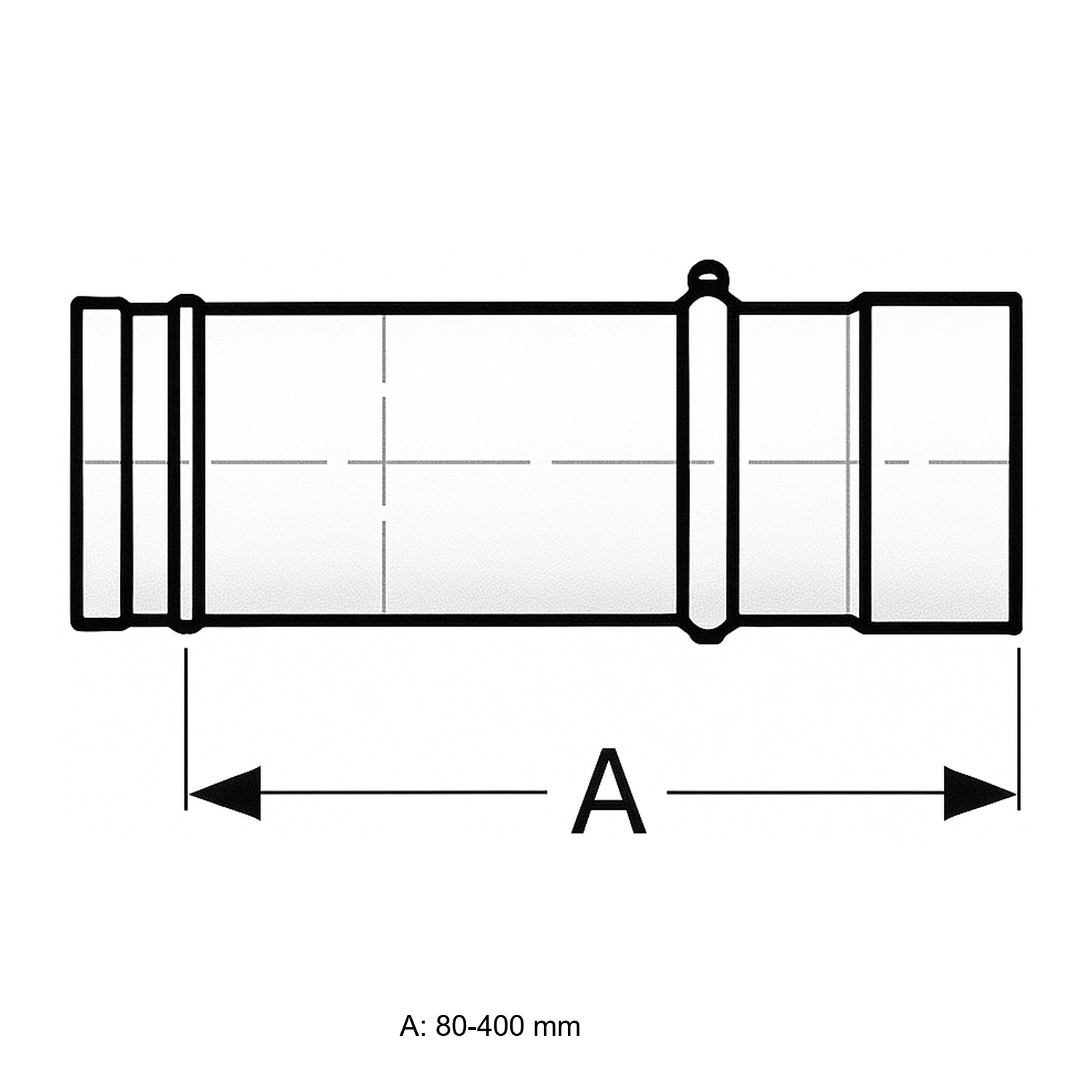 Schiedel PRIMA PLUS élément de compensation de conduit 80-400mm Ø180 mm FE/FU simple paroi mat
