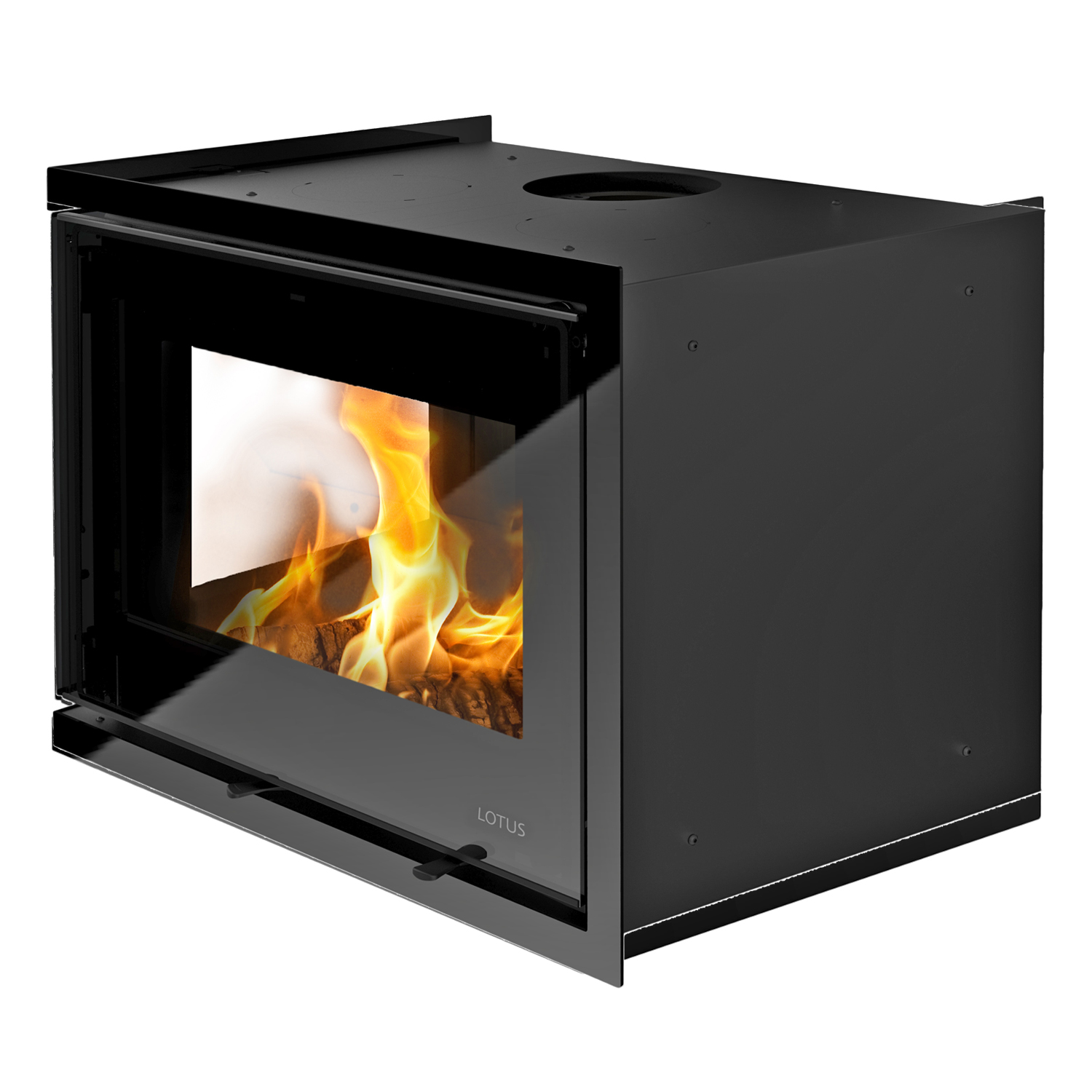 Lotus Unico 12 insert de cheminée à bois noir / charnières à gauche