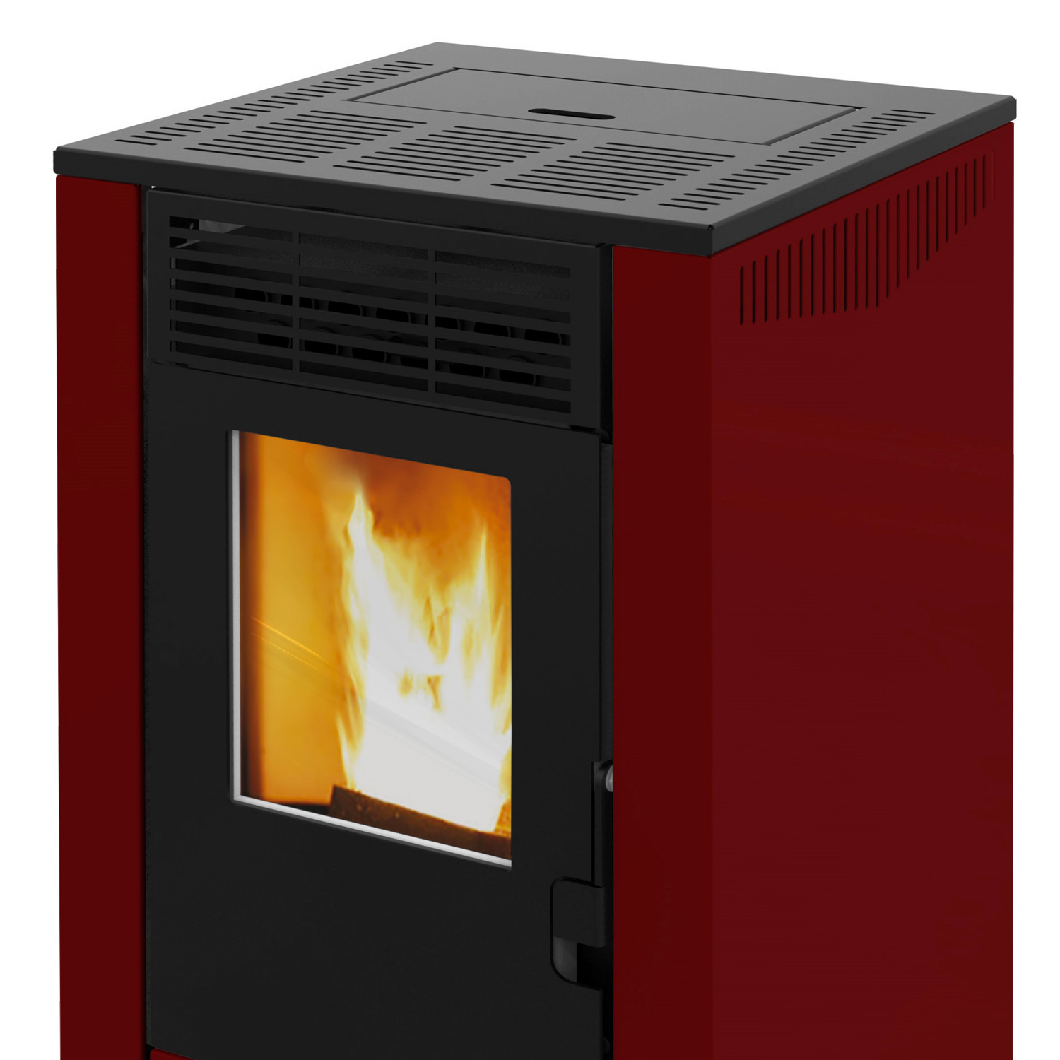 Wamsler WPO 7 poêle à granulés acier bordeaux, côtés droits
