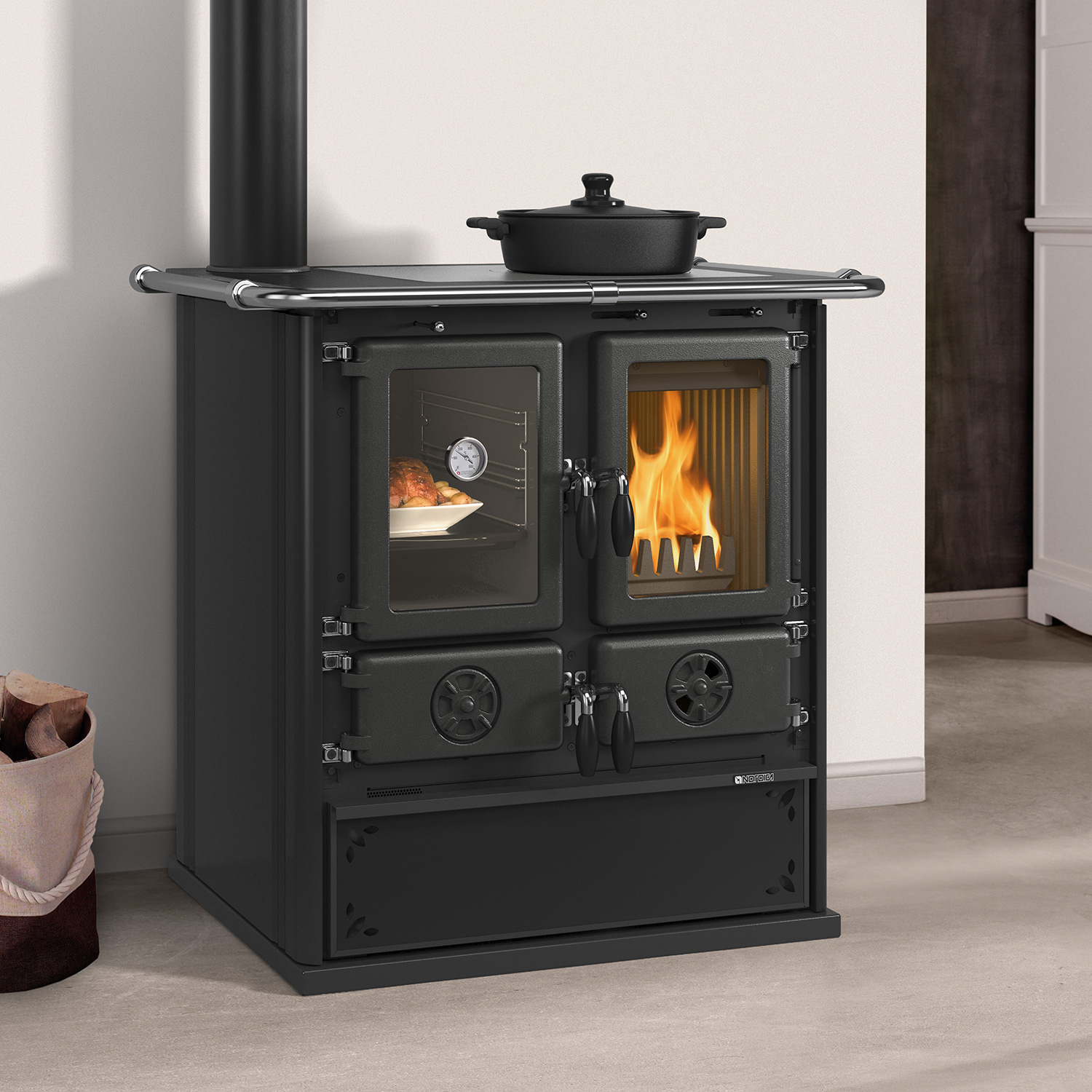 La Nordica Rosetta SX.16 Steel cuisinière à bois acier anthracite-noir