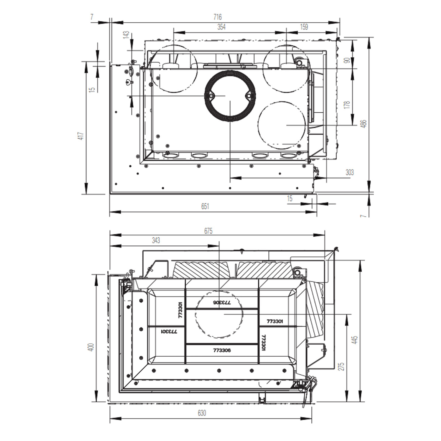 Austroflamm 63x40x42 K 2.0 Insert de cheminée angle gauche