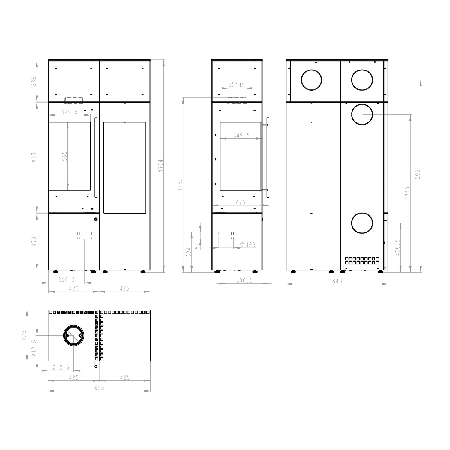 Olsberg Ipala Smart Compact poêle à bois avec ouverture de porte à gauche, étagère en bois et module PowerBloc! inclus.
