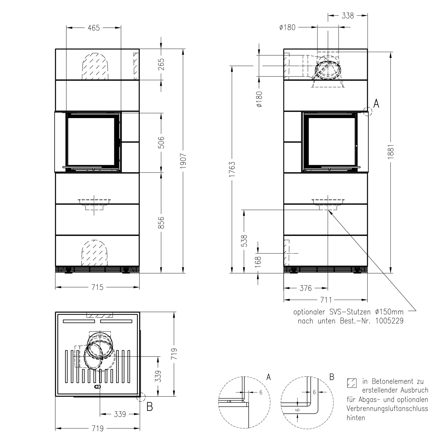 Kit de cheminée Spartherm SIM 3/2/Mini 2LRh-4S Nature