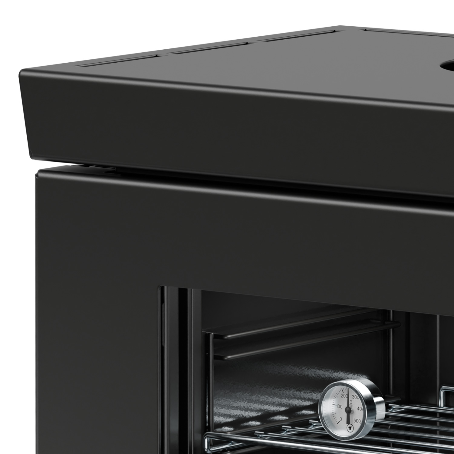 Thermorossi poêle à bois Zen O Evo6 avec compartiment four et compartiment range-bûches noir mat