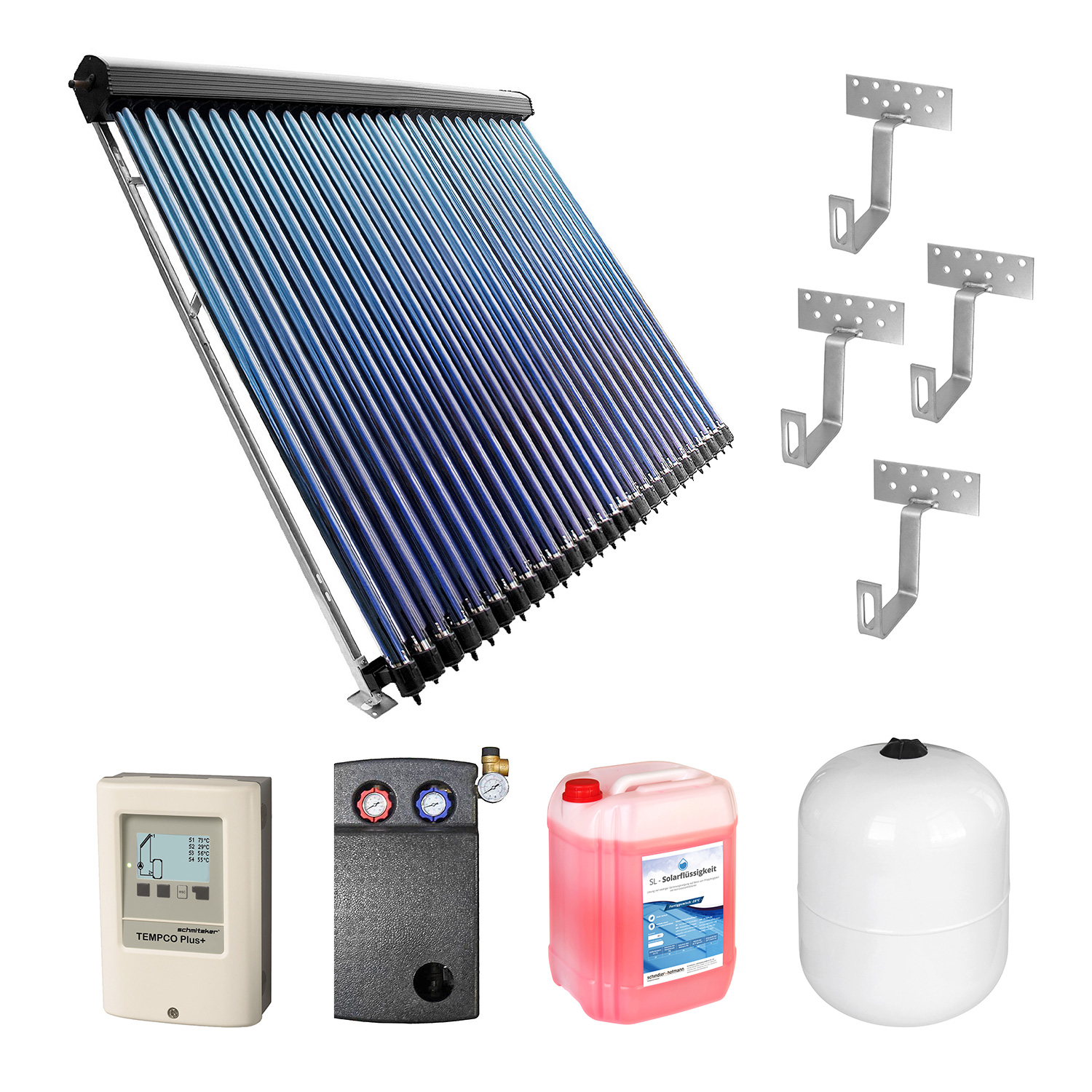 10,11 m² Kit de solaire thermique 2 - 2x Collecteur à tubes HP 30