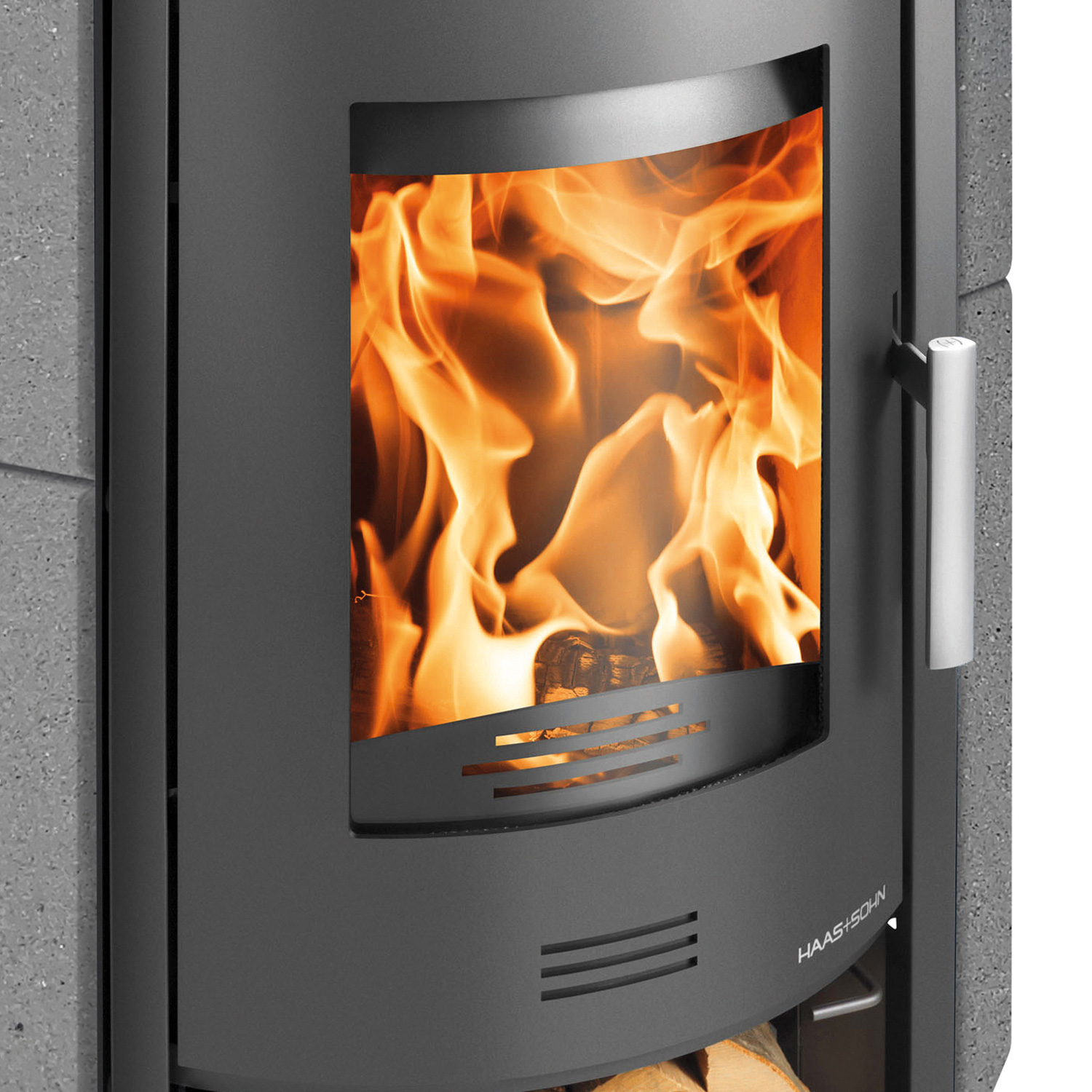 Haas+Sohn Kuopio II Poêle à bois anthracite perle / quartz gris