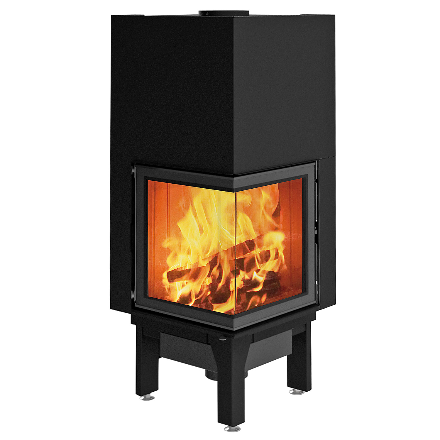 Edilkamin Windo2 50 insert de cheminée d'angle avec ventilation par soufflerie Edilkamin Windo2 50 insert de cheminée d'angle avec ventilation par soufflerie