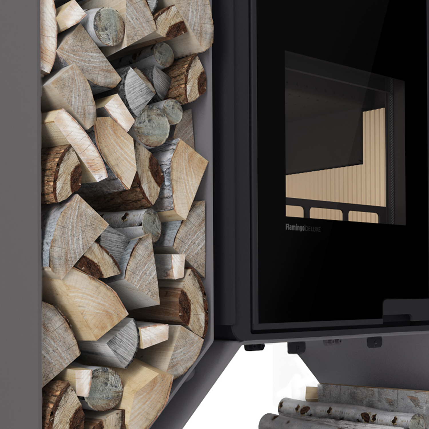 HS Flamingo Deluxe Kampa Poêle à bois Gris Étagère à gauche