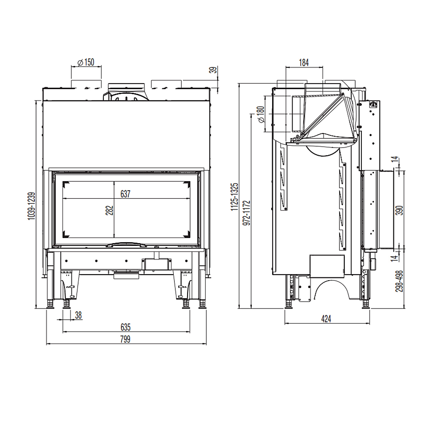 Austroflamm 75x39 S 2.0 Insert de cheminée