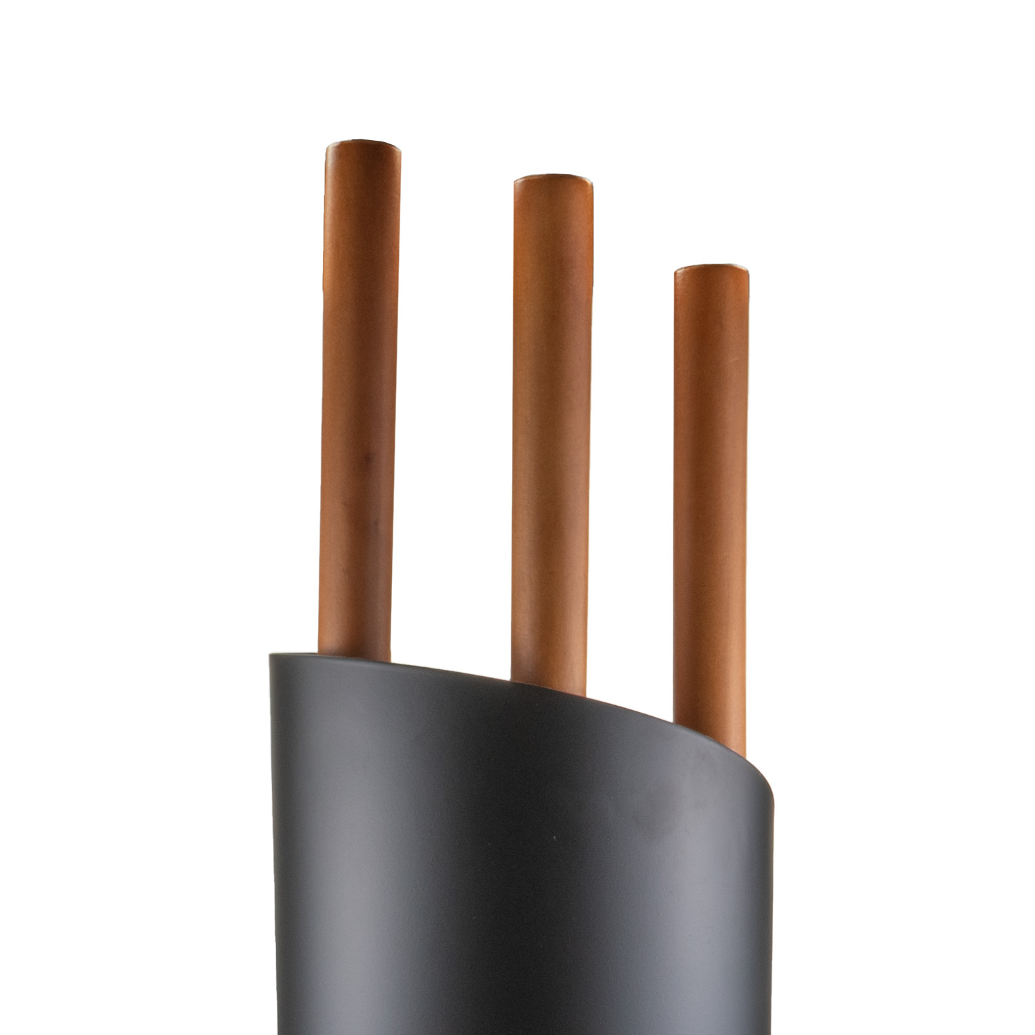 Raik Kaminbesteck Benno Set 3-teilig Schwarz mit langem Holzgriff