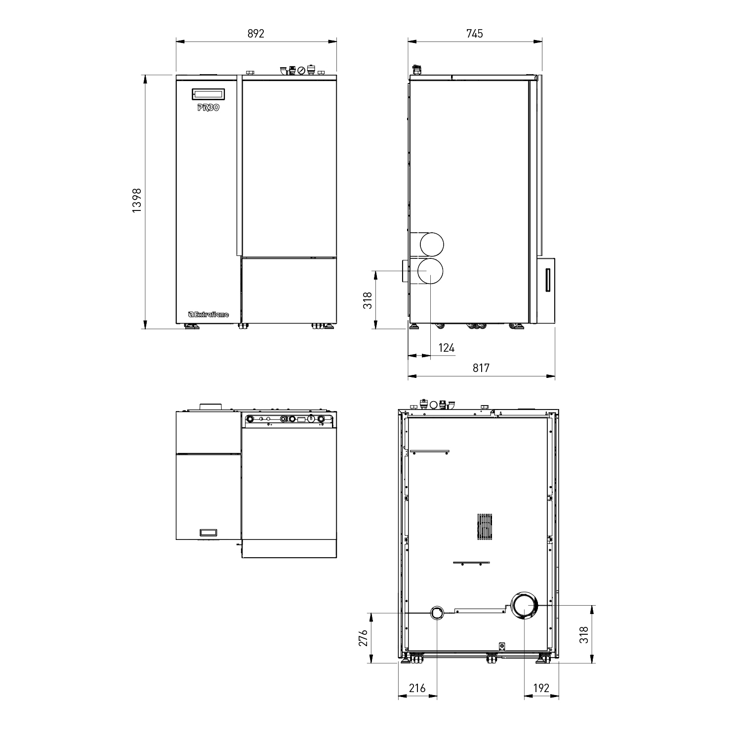 Extraflame Evolution Line PR30 Chaudière à granulés Acier Blanc-Gris