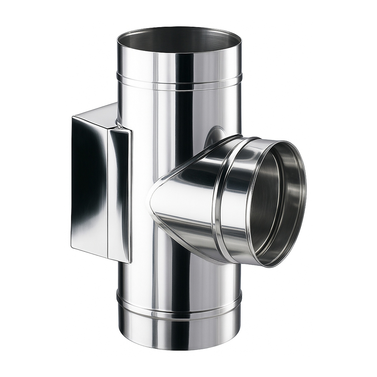 Schiedel ICS raccordement tuyaux 90° avec raccordement porte de nettoyage angulaire Ø180 double paroi brillant