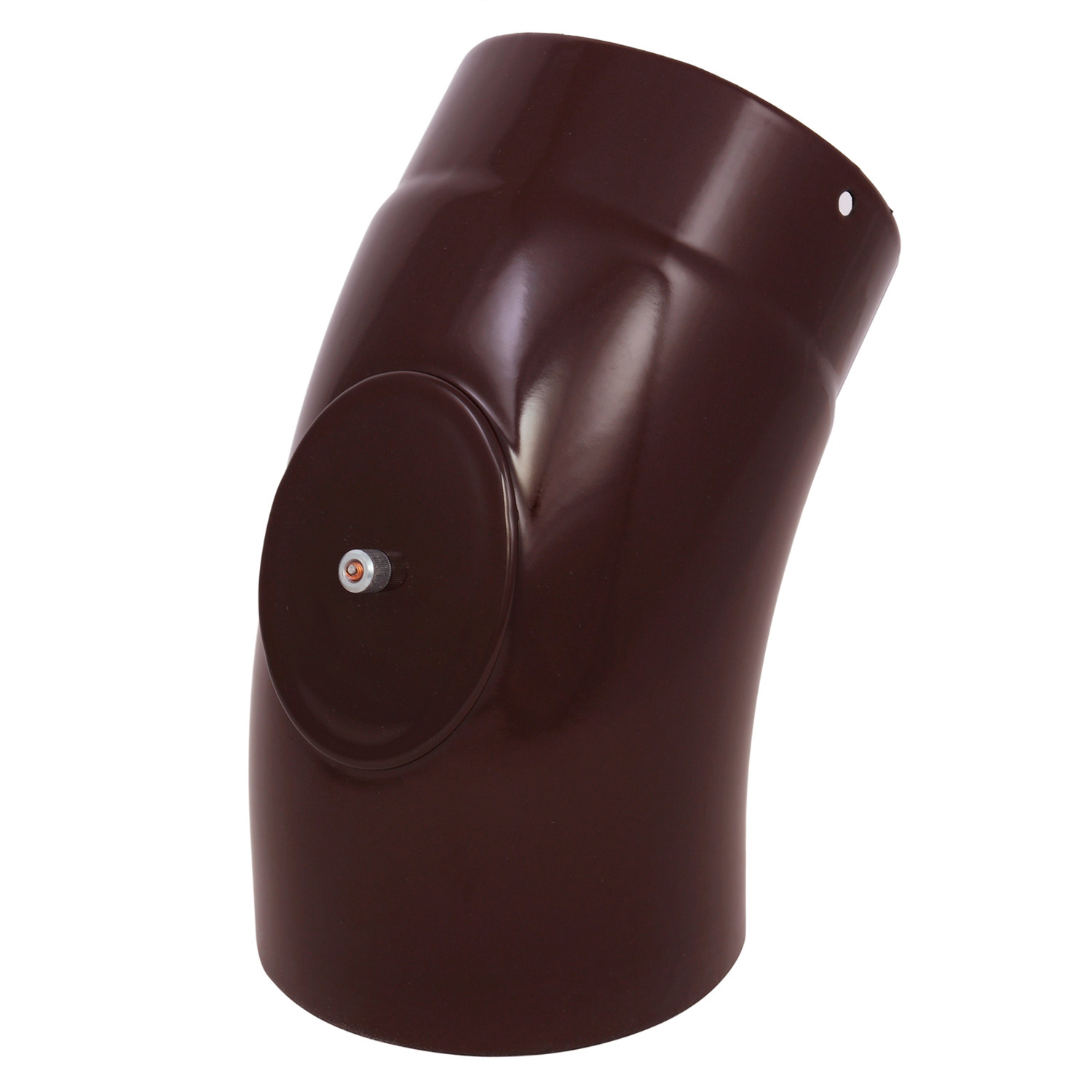 Coude de conduit de fumée / Coude de tuyau de poêle émaillé 150 mm - Coude lisse à 45° marron avec ouverture de nettoyage