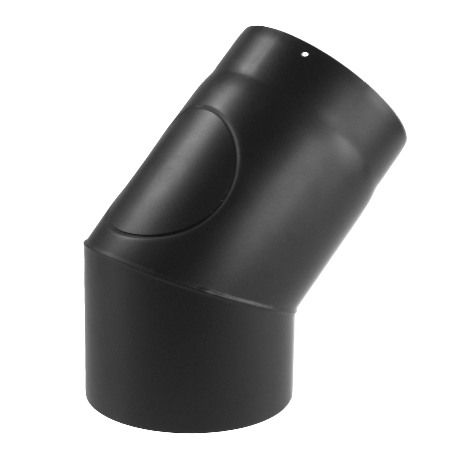 Coude de conduit de fumée / Tuyau de poêle 180mm - 45° avec porte noir Coude de conduit de fumée / Tuyau de poêle 180mm - 45° avec porte noir