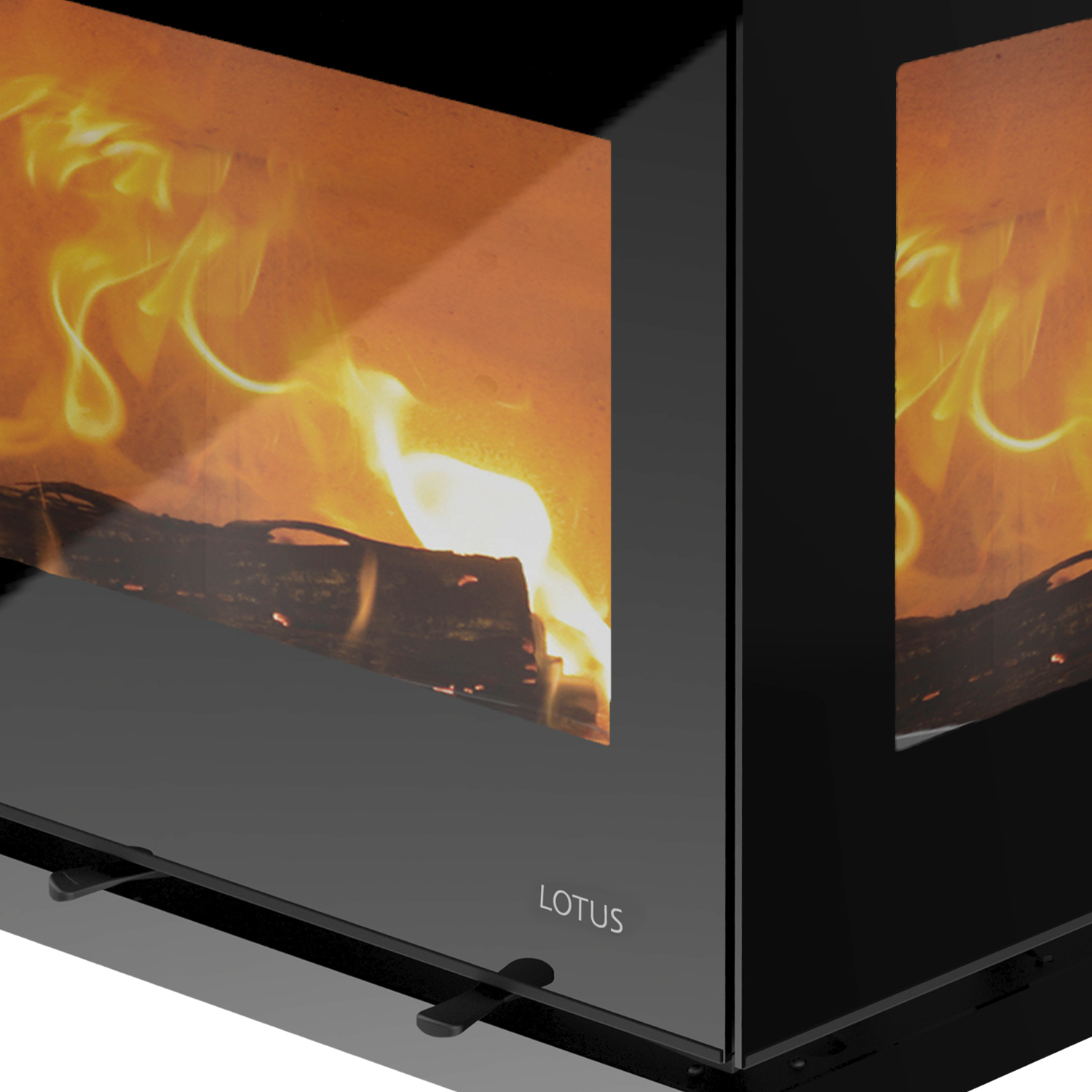 Lotus Unico 11 insert de cheminée à bois noir / charnières à gauche