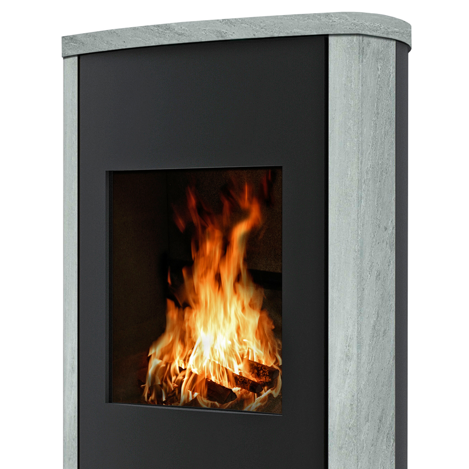 Wamsler Nevada poêle à bois acier noir/ pierre naturelle