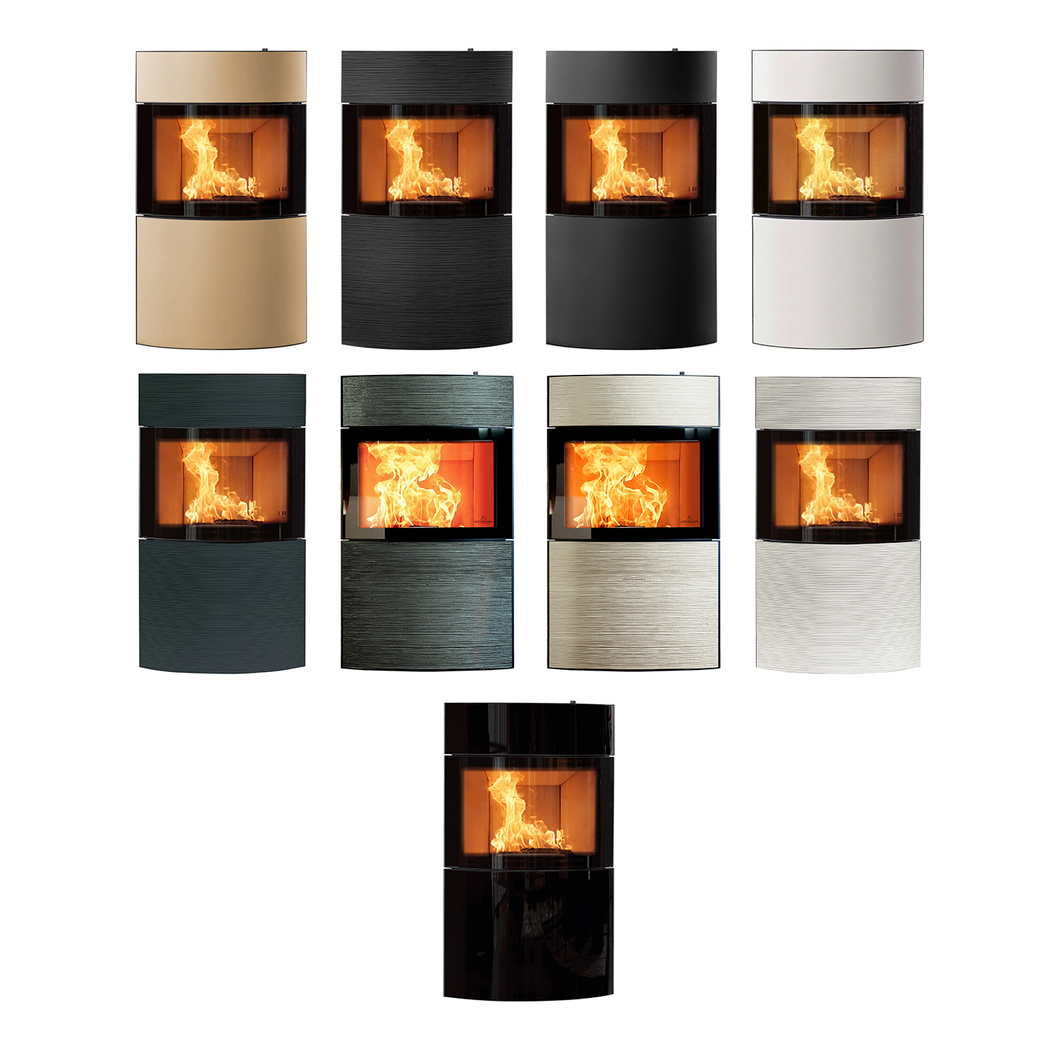Austroflamm Fynn Xtra 2.0 poêle à bois acier noir/ revêtement céramique rainure blanc 42