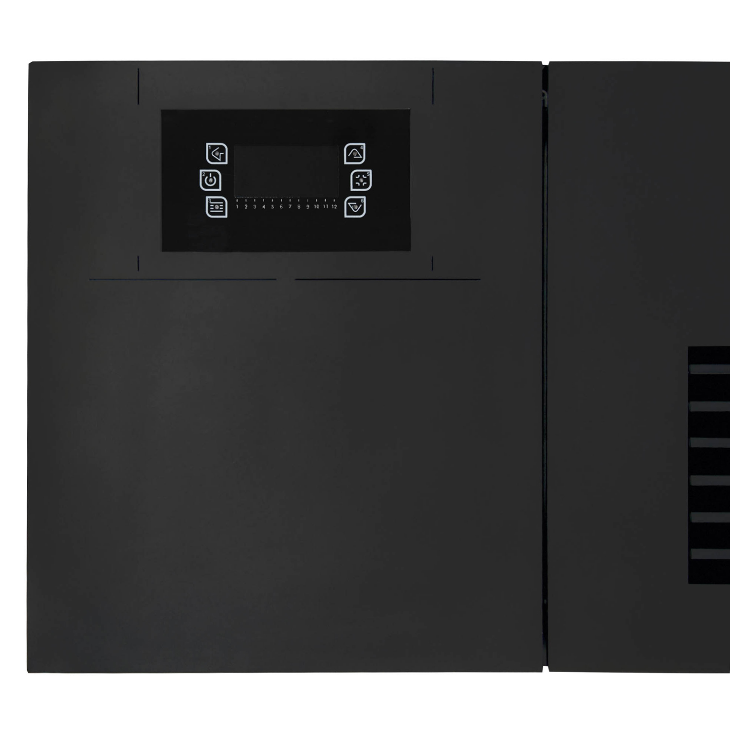 Oranier Boreas II poêle à granulés acier noir / pierre frittée blanc soie, tuyau de fumée arrière