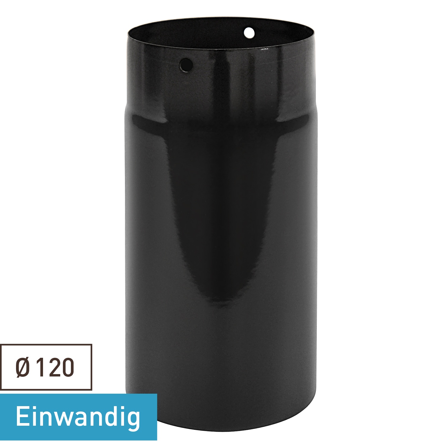 Tuyau de poêle / conduit de fumée émaillé 120mm - 250mm noir