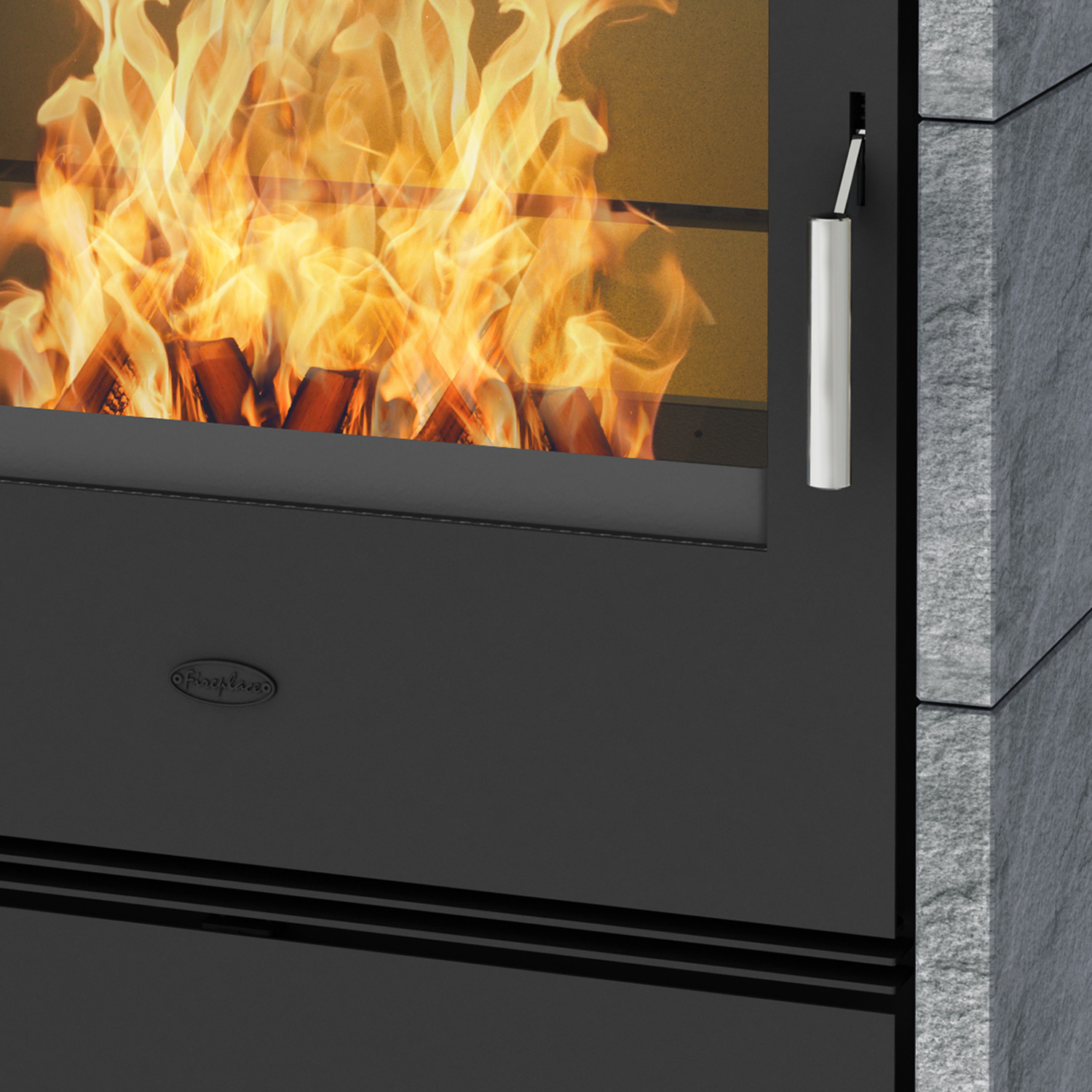Cheminée Rönky Poêle à bois à combustion continue Acier Gris Fonte | Pierre ollaire