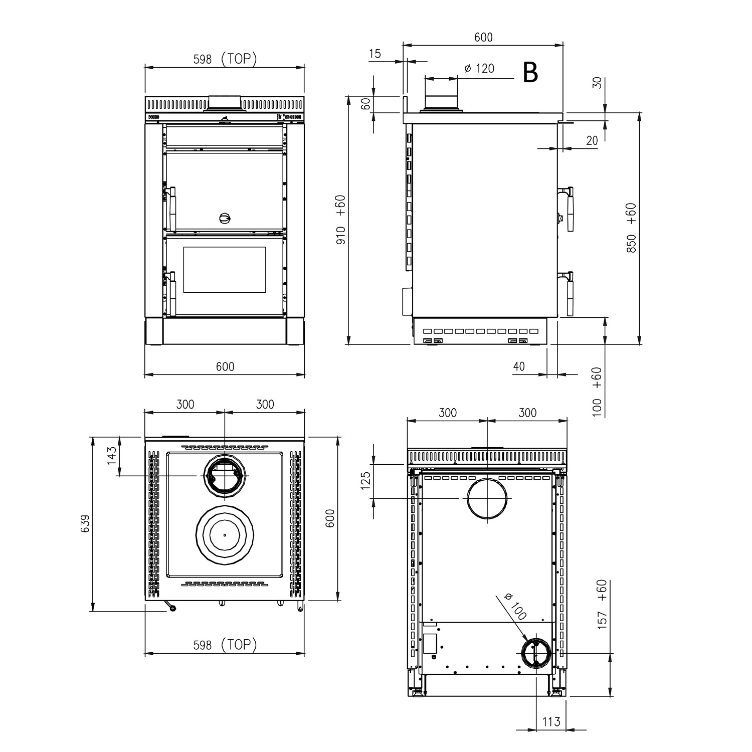 La Nordica Vicenza 16 cuisinière à bois anthracite