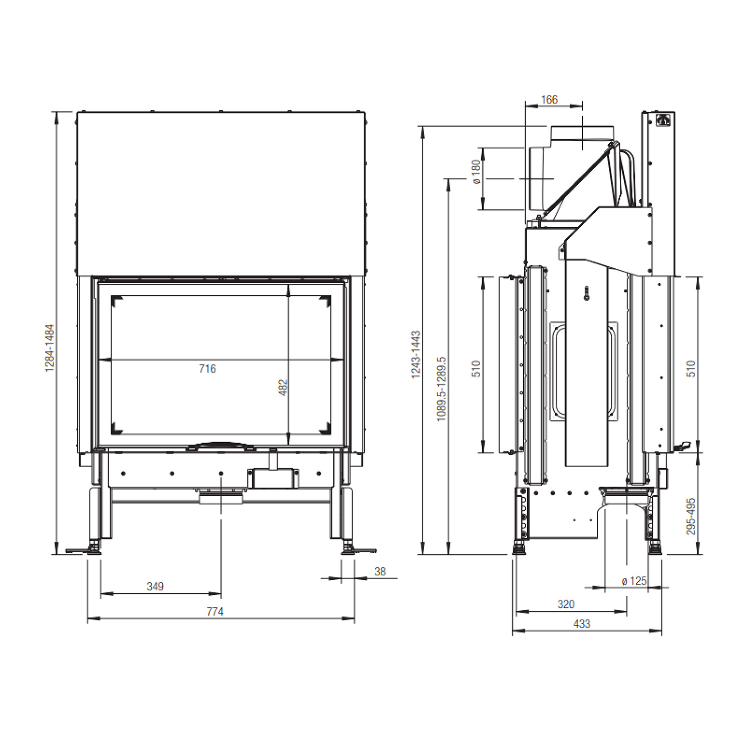 Austroflamm 75x51 S II 2.0 Insert de cheminée Tunnel