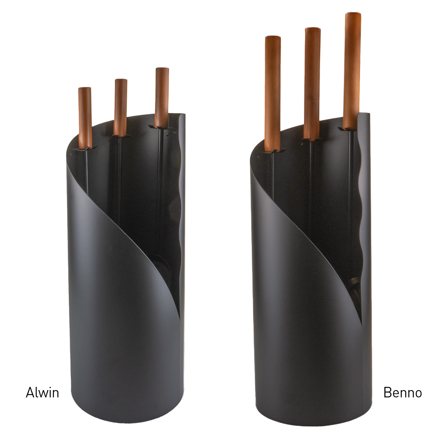 Raik Serviteur de cheminée Benno Set 3 pièces Noir avec long manche en bois
