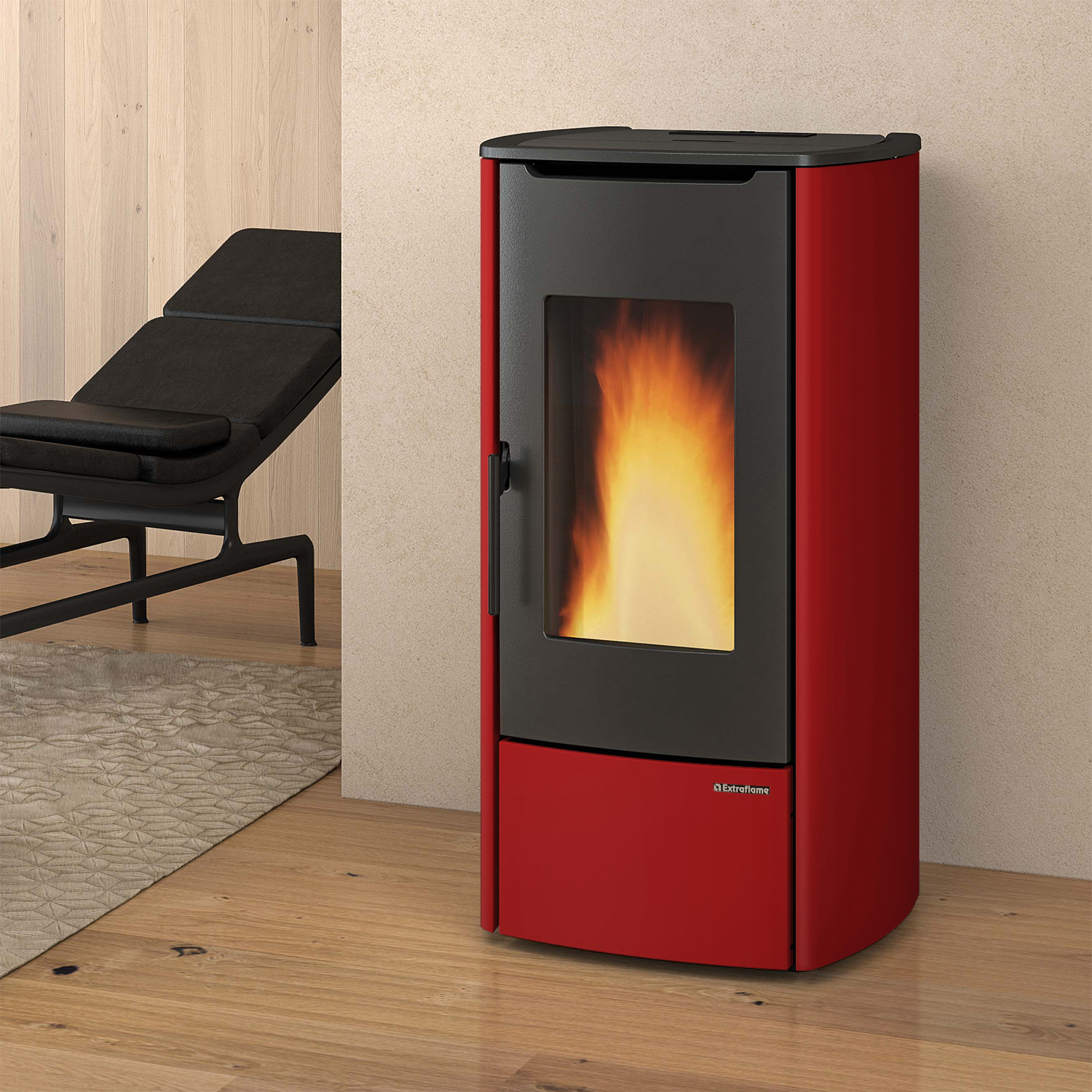 Extraflame Marina Idro H11 poêle à granulés bouilleur acier bordeaux